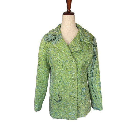 Tracy Feith Jackets & Blazers - Vintage 90s y2k Tracy Feith Silk Green Paisley Quilted Blazer Jacket sz 2 XS